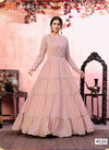 Dusty Pink Colour Latest Fancy Designer Festive Wear Georgette Fancy Golden Sequence Anarkali Long Gown Collection 4526